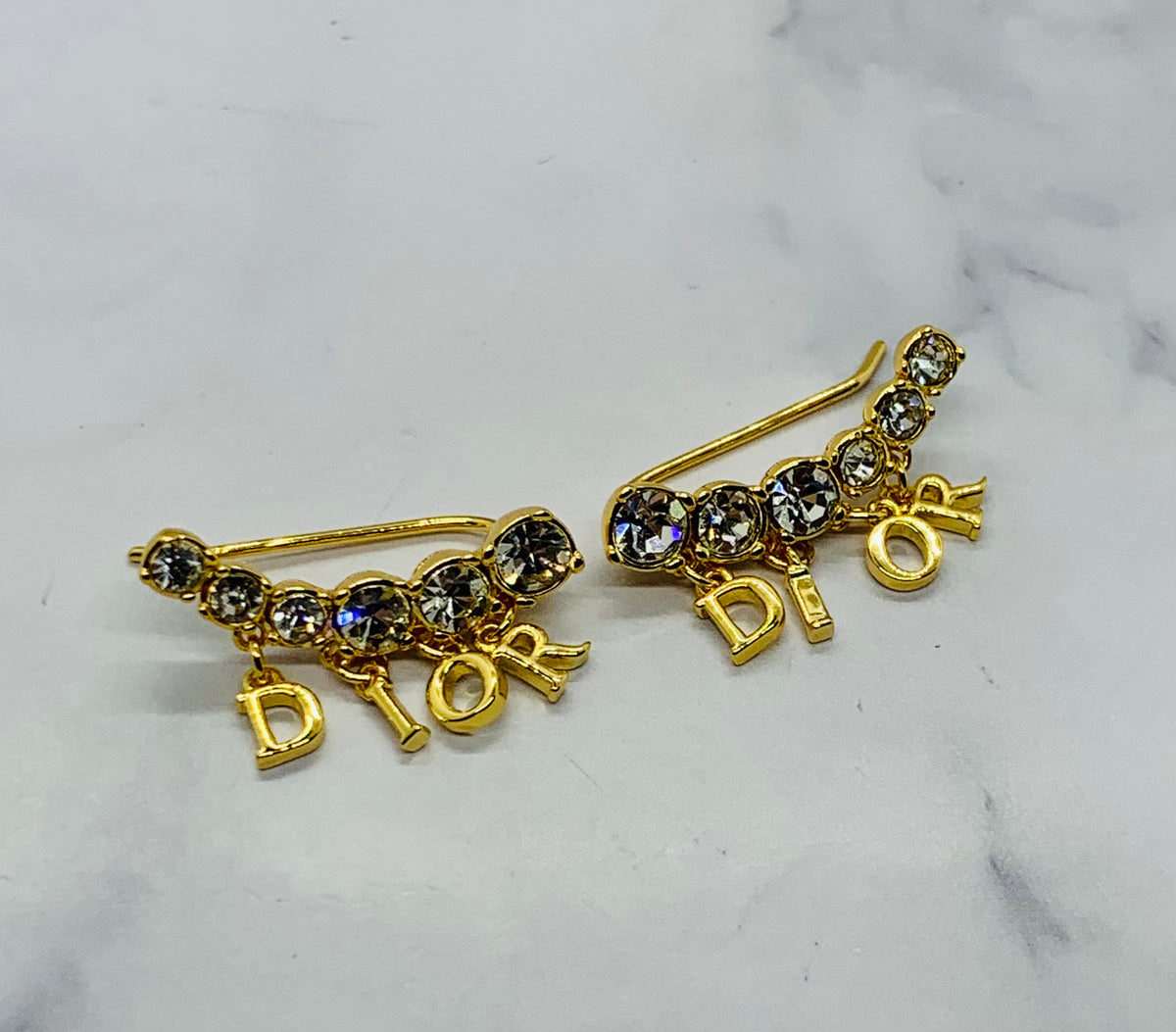 CHRISTIAN DIOR Climber Rhinestone Earrings - Pre owned