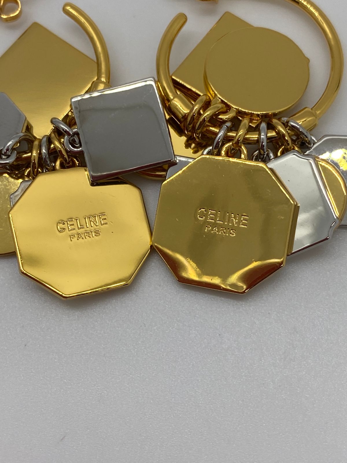 CELINE Gold & Silver Charm Hoop Earrings - Pre owned