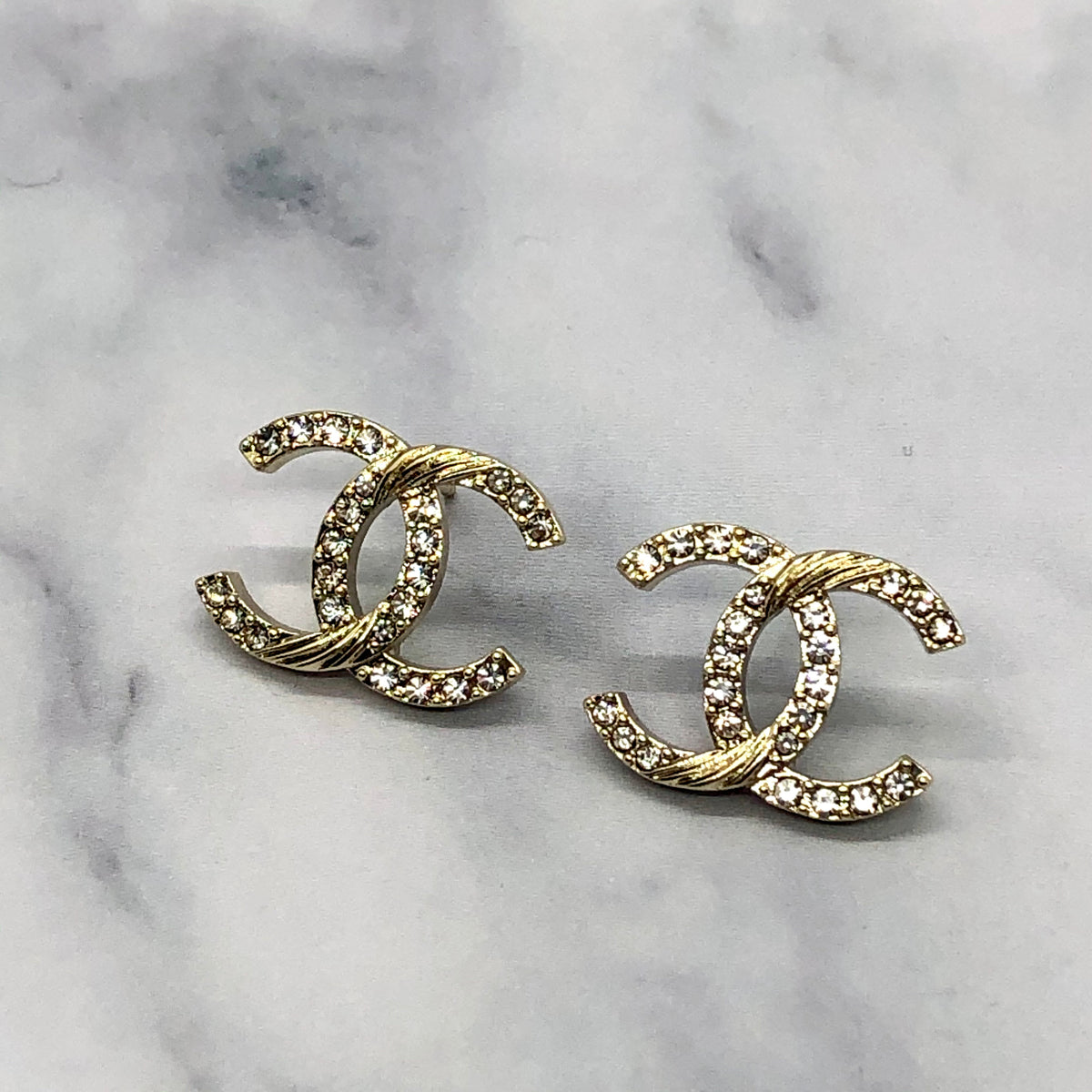 CHANEL CC Rhinestone Earrings - Pre owned