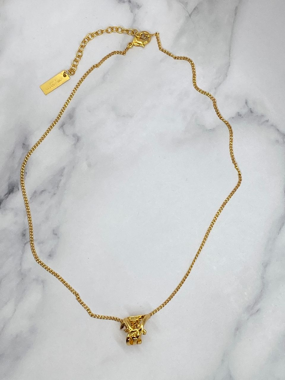 YSL Yves Saint Laurent Monogram Gold Charm Necklace - Pre owned