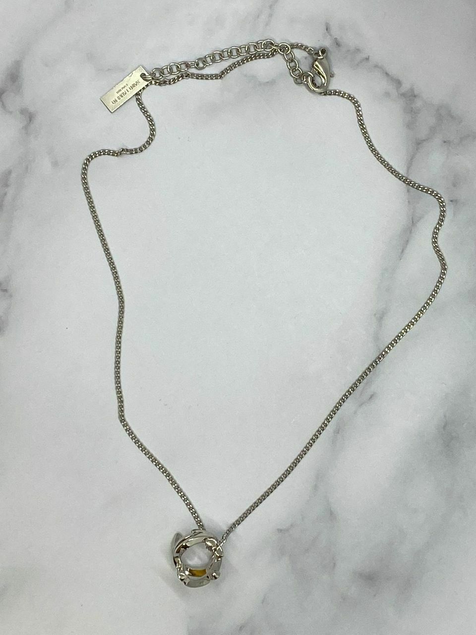 YSL Yves Saint Laurent Monogram Silver Tone Necklace - Pre owned