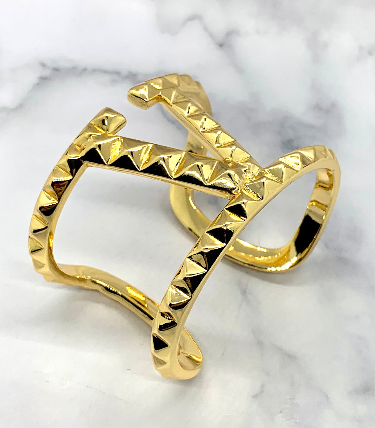 VALENTINO V Gold Rockstud Cuff Bracelet - Pre owned