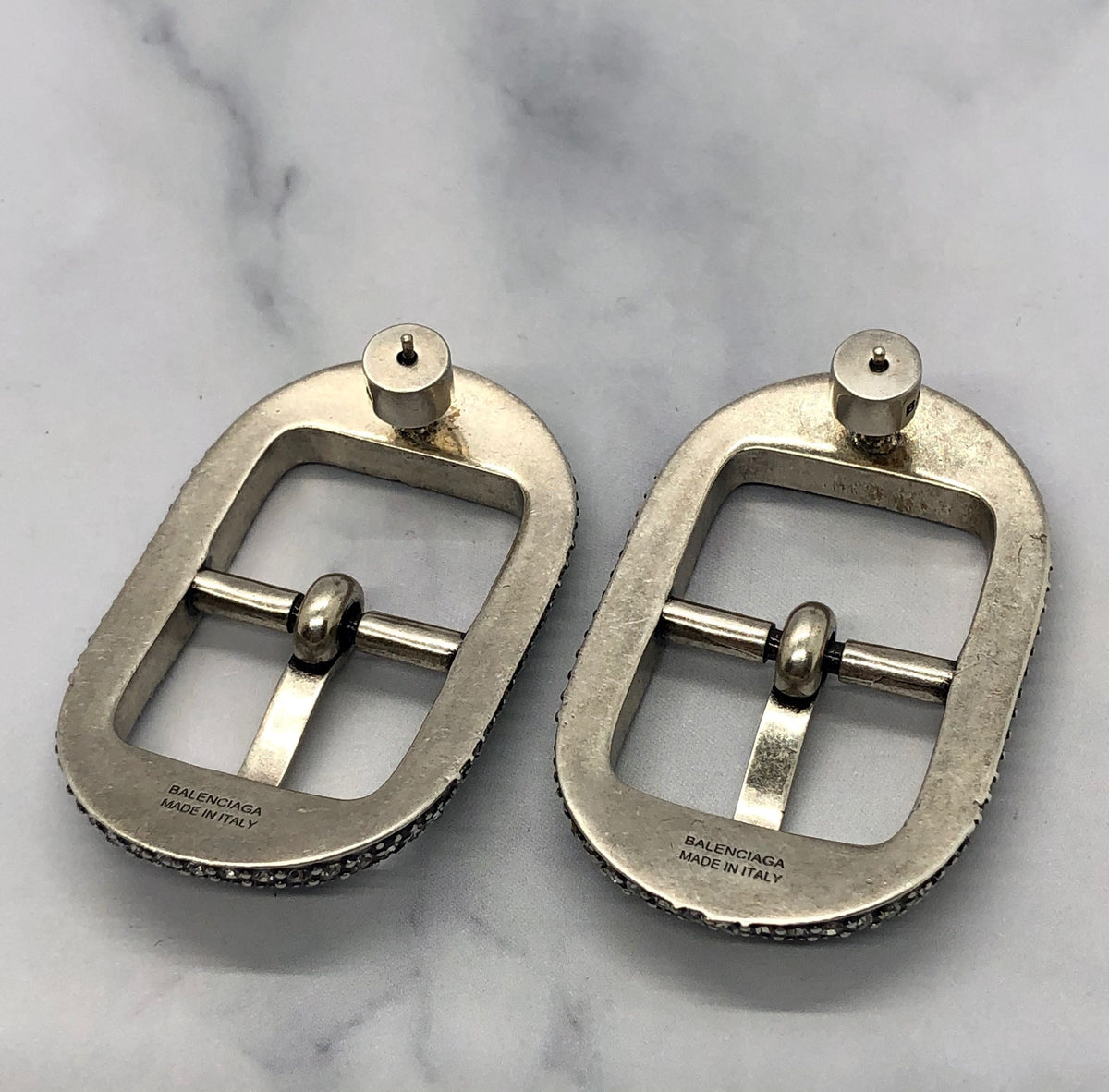 BALENCIAGA Rhinestone Buckle Earrings - Pre owned