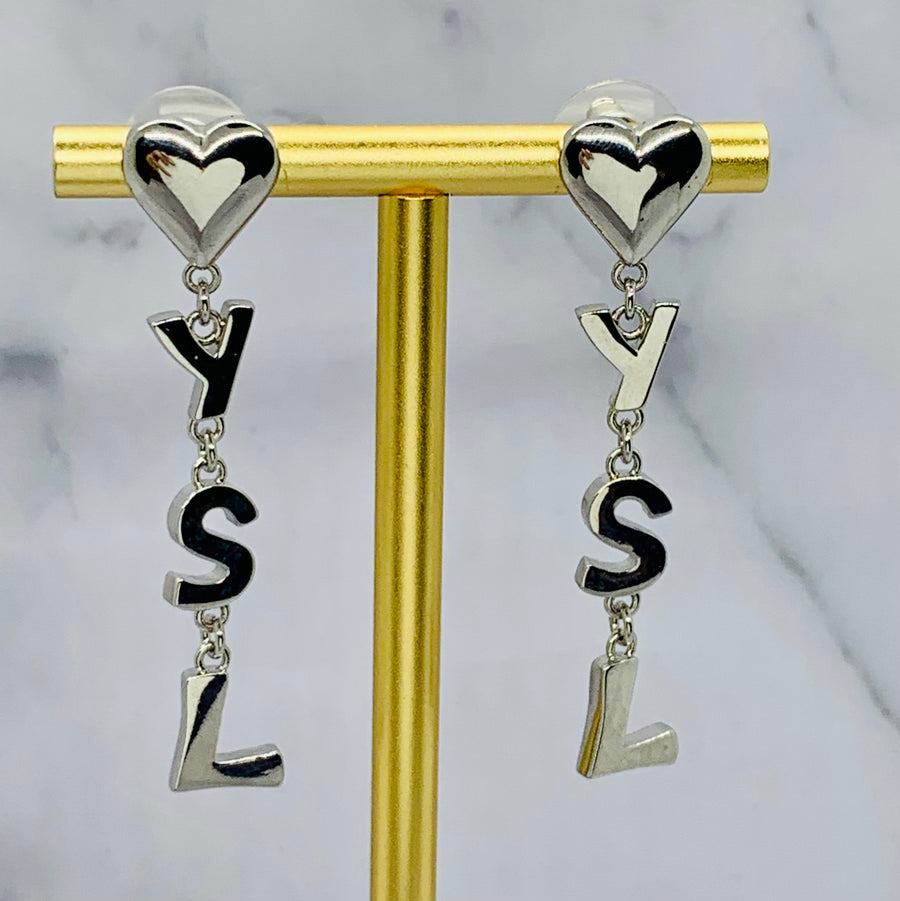 YSL YVES SAINT LAURENT Heart Pendant Earrings - Pre owned