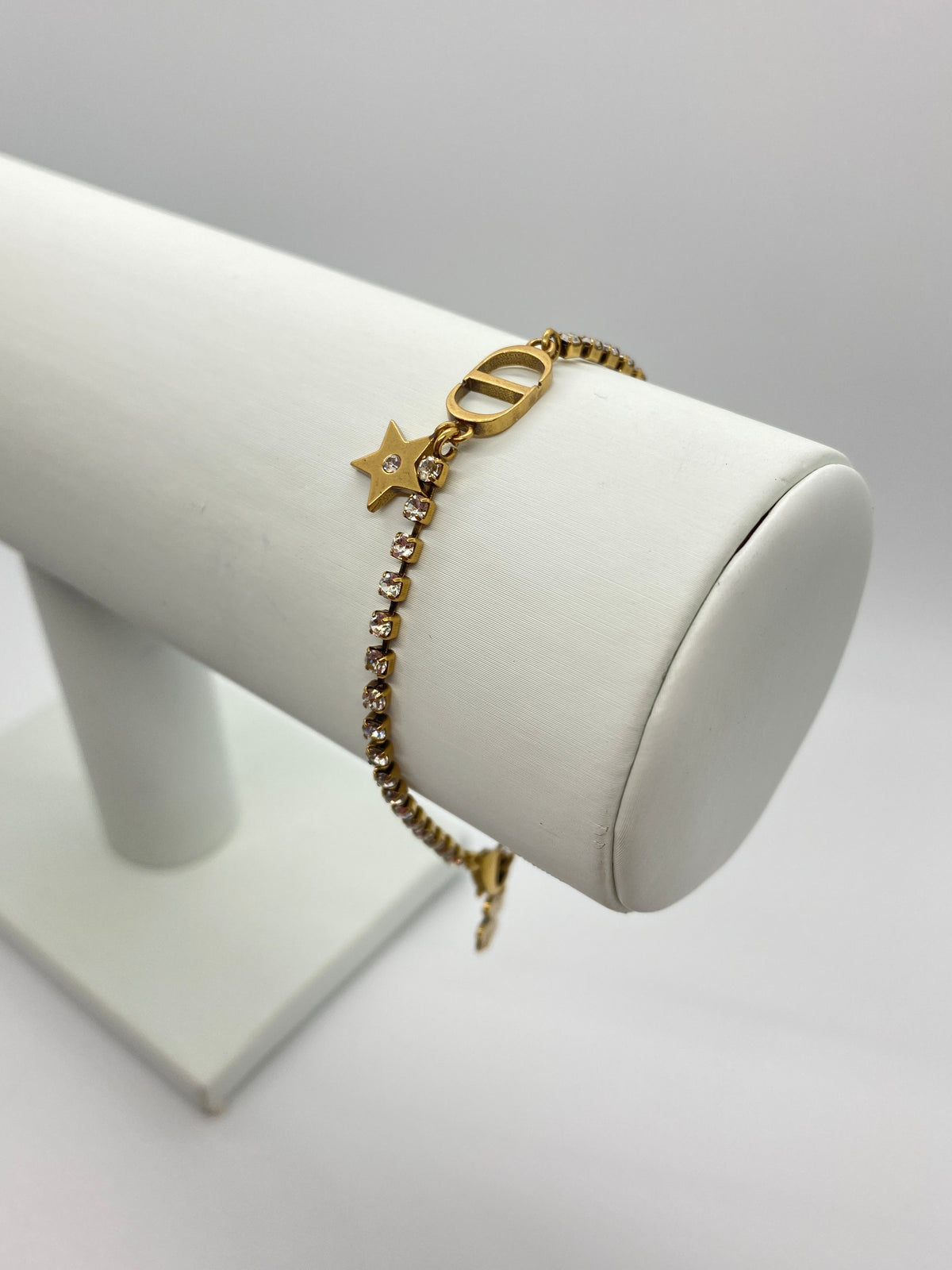CHRISTIAN DIOR CD Brass & Rhinestone Lucky Bracelet - Pre owned