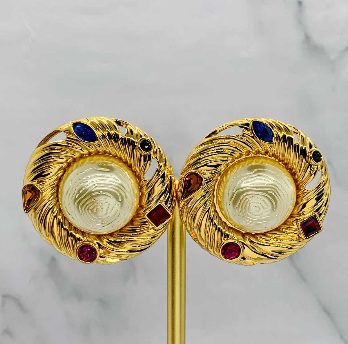 YSL YVES SAINT LAURENT Statement Clip On Earrings - Pre owned