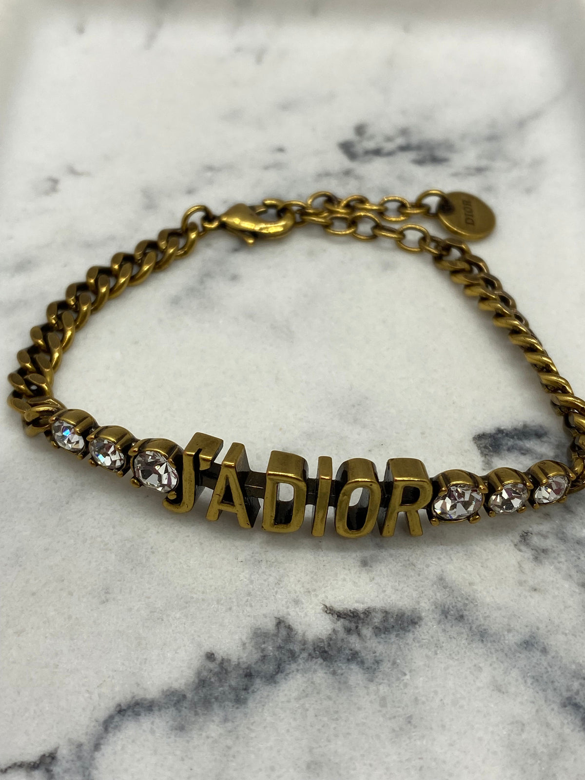 CHRISTIAN DIOR J'Adior Brass Tone Rhinestone Bracelet - Pre owned