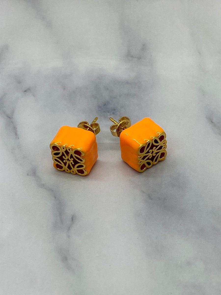 LOEWE Orange Monogram Earrings - Pre owned