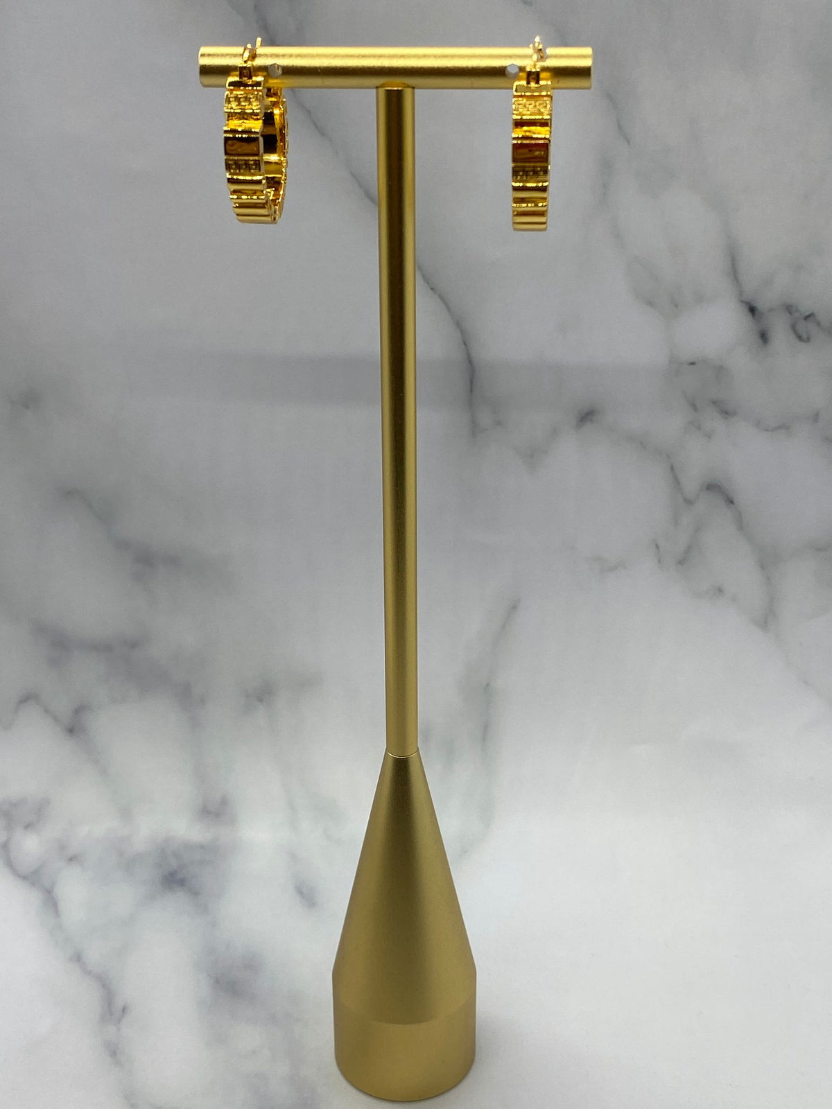VERSACE Vintage Gold Tone Monogram Hoop Earrings - Pre owned