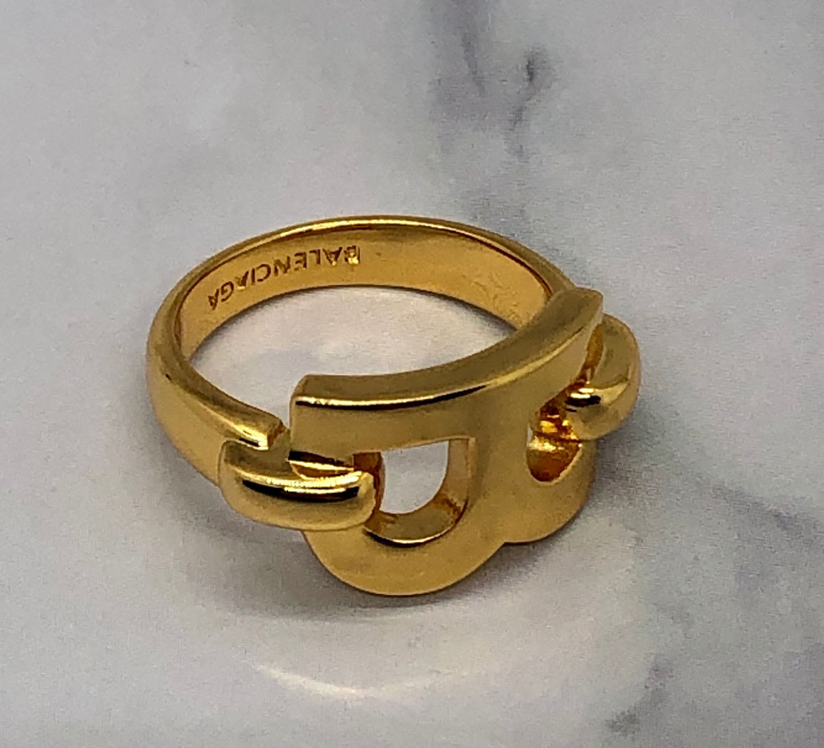 BALENCIAGA B  Gold Tone Ring size 7 M - Pre owned