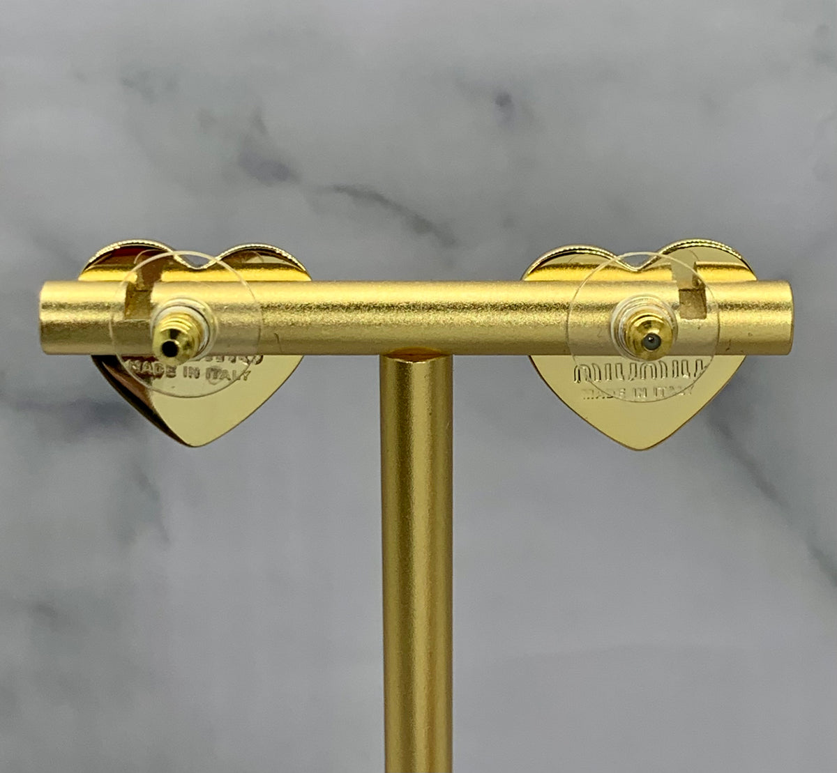 MIU MIU Gold Tone Heart Earrings - Pre owned