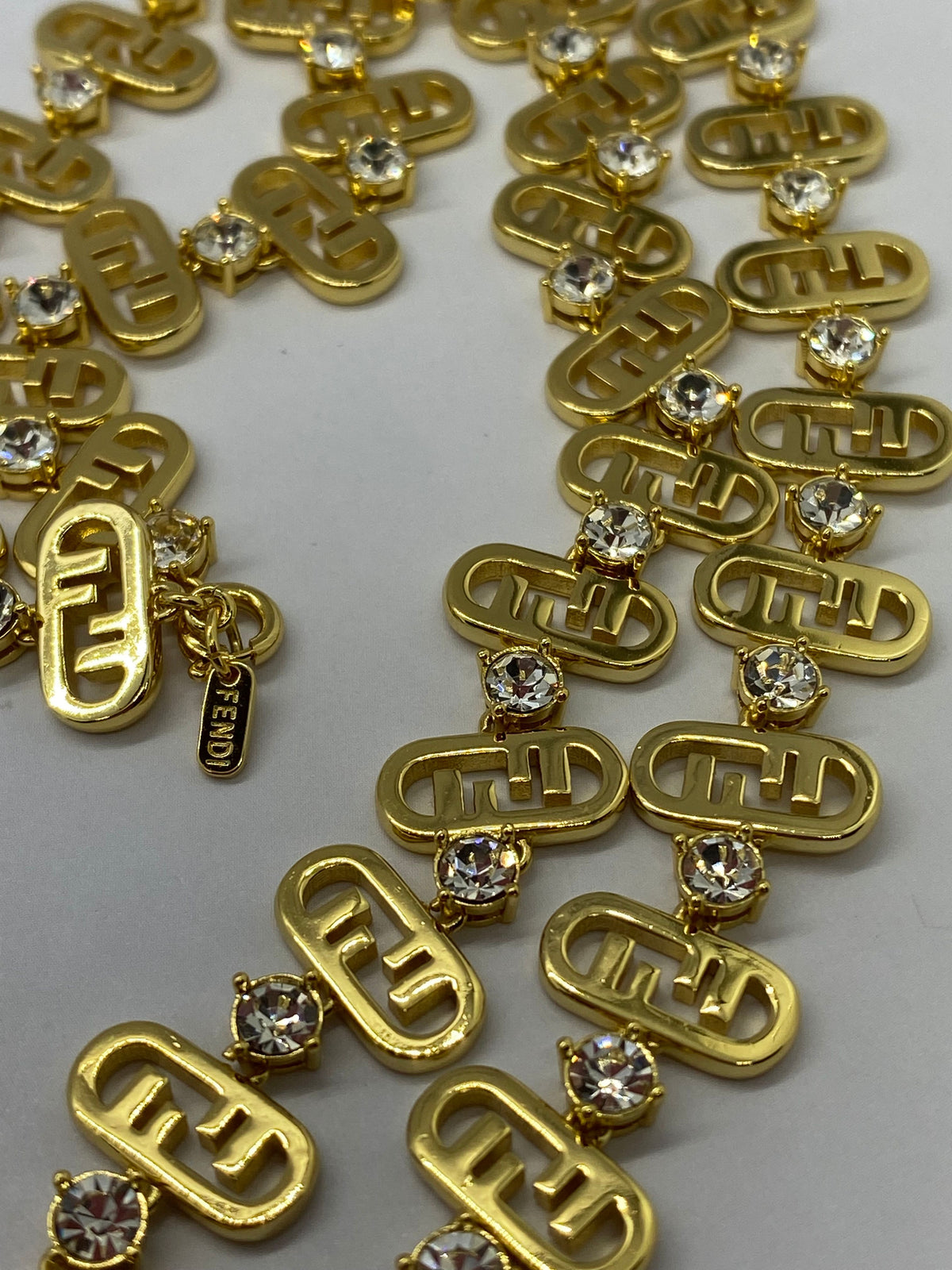 FENDI F Gold Tone Monogram Chain Necklace - Pre owned