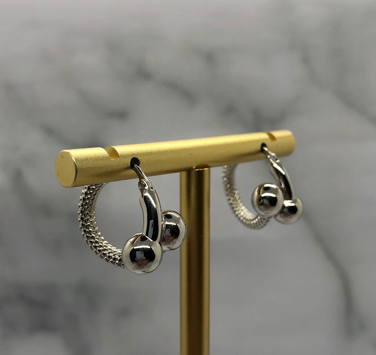 BOTTEGA VENETA Silver Tone Hoop Earrings - Pre owned
