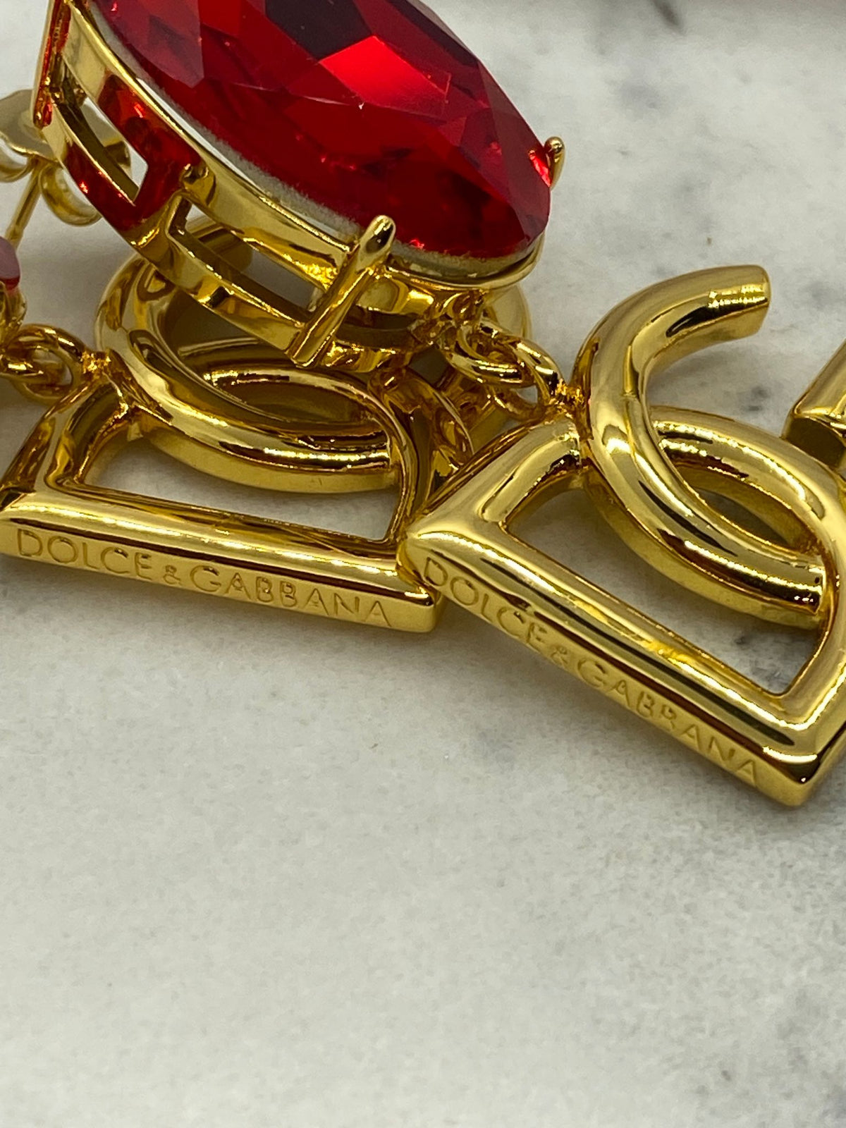 DOLCE & GABBANA D&G Ruby Pendant Earrings - Pre owned