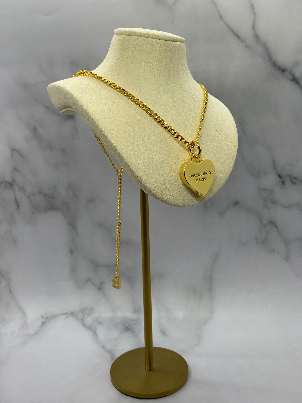 BALENCIAGA Gold Tone Heart Necklace - Pre owned