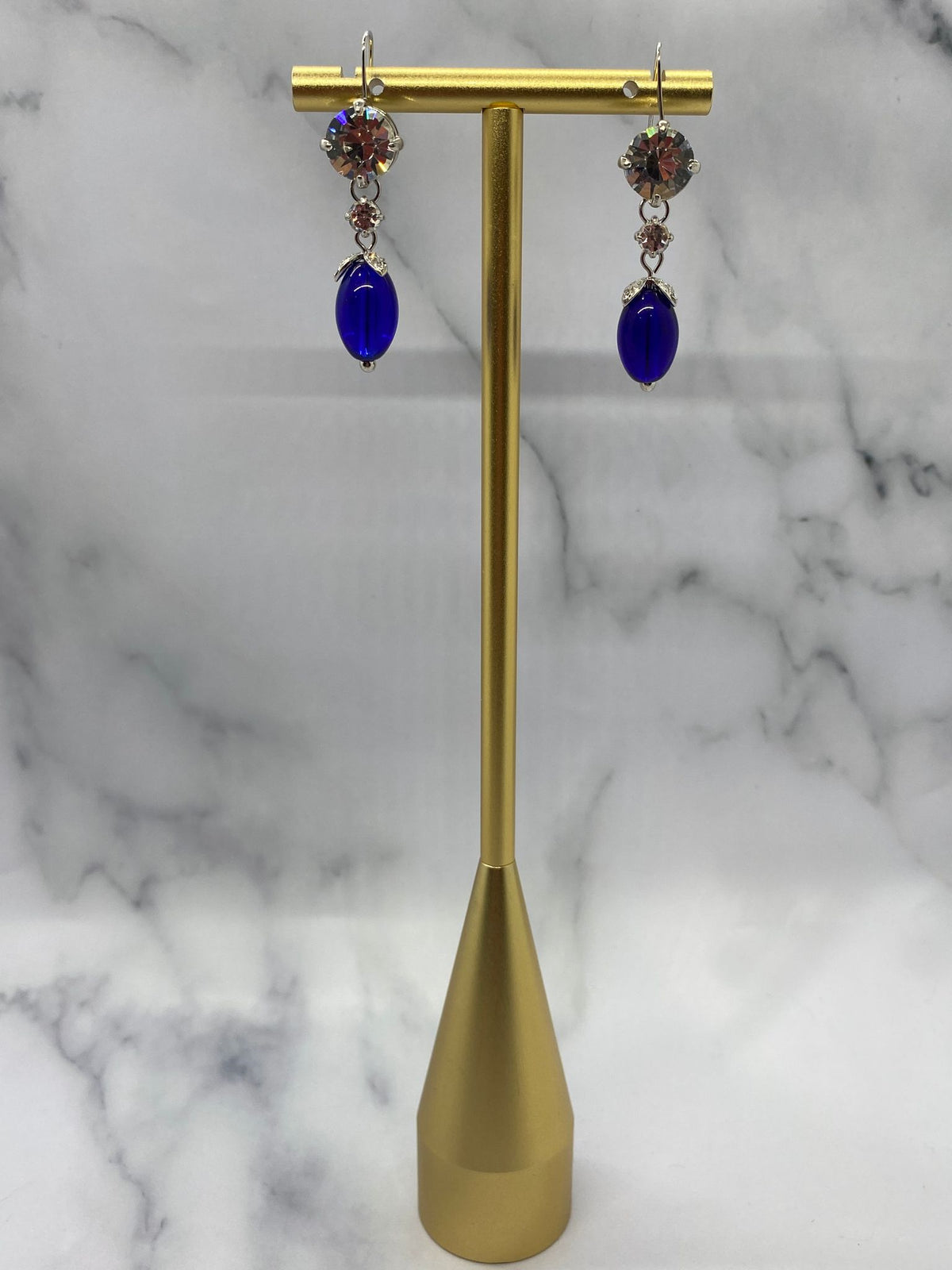 MIU MIU Blue Rhinestone Pendant Earrings - Pre owned