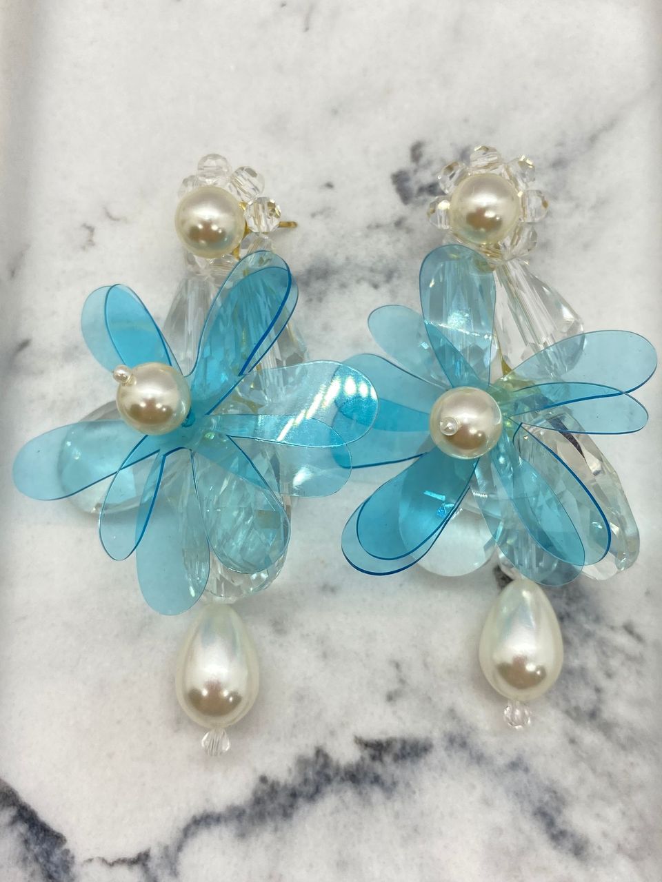 SIMONE ROCHA Blue Plastic & Pearl Earrings - Pre owned