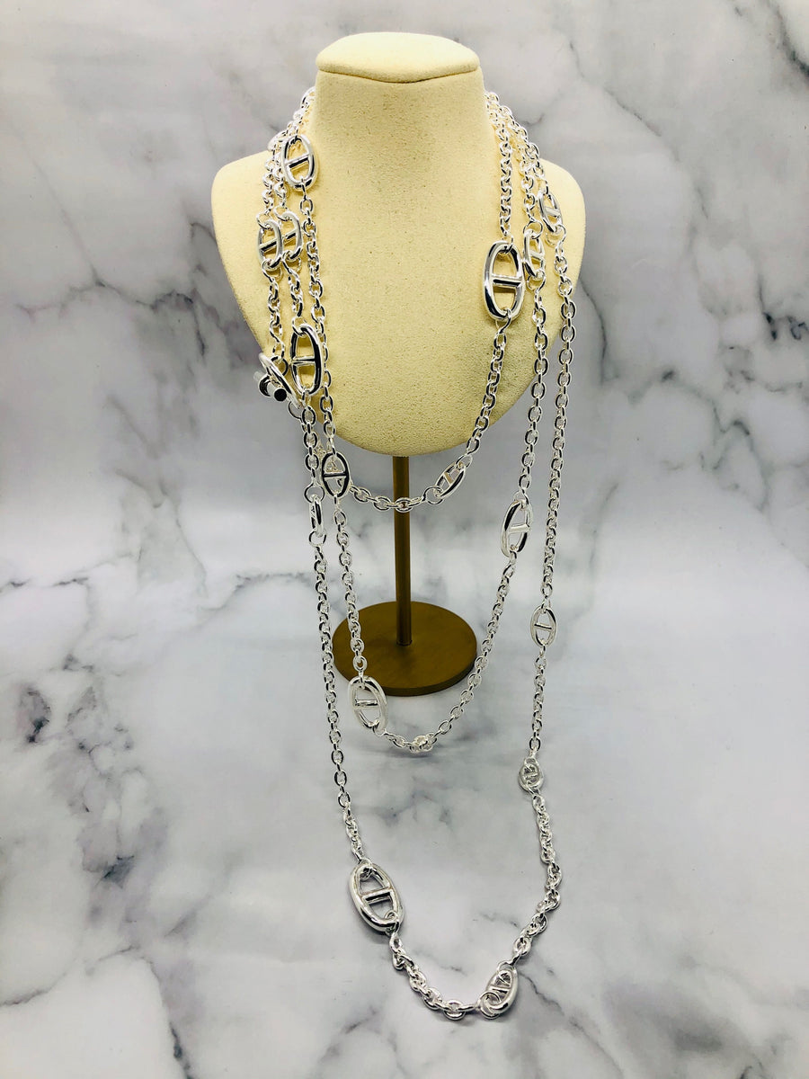 Hermes Farandole Long Silver Necklace - Pre owned