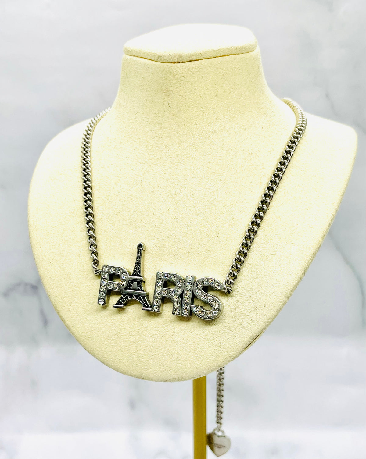 BALENCIAGA Paris Eiffel Tower Rhinestone Necklace - Pre owned