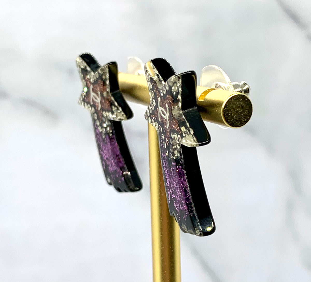 CHANEL CC Plastic Shooting Star Earrings - USED