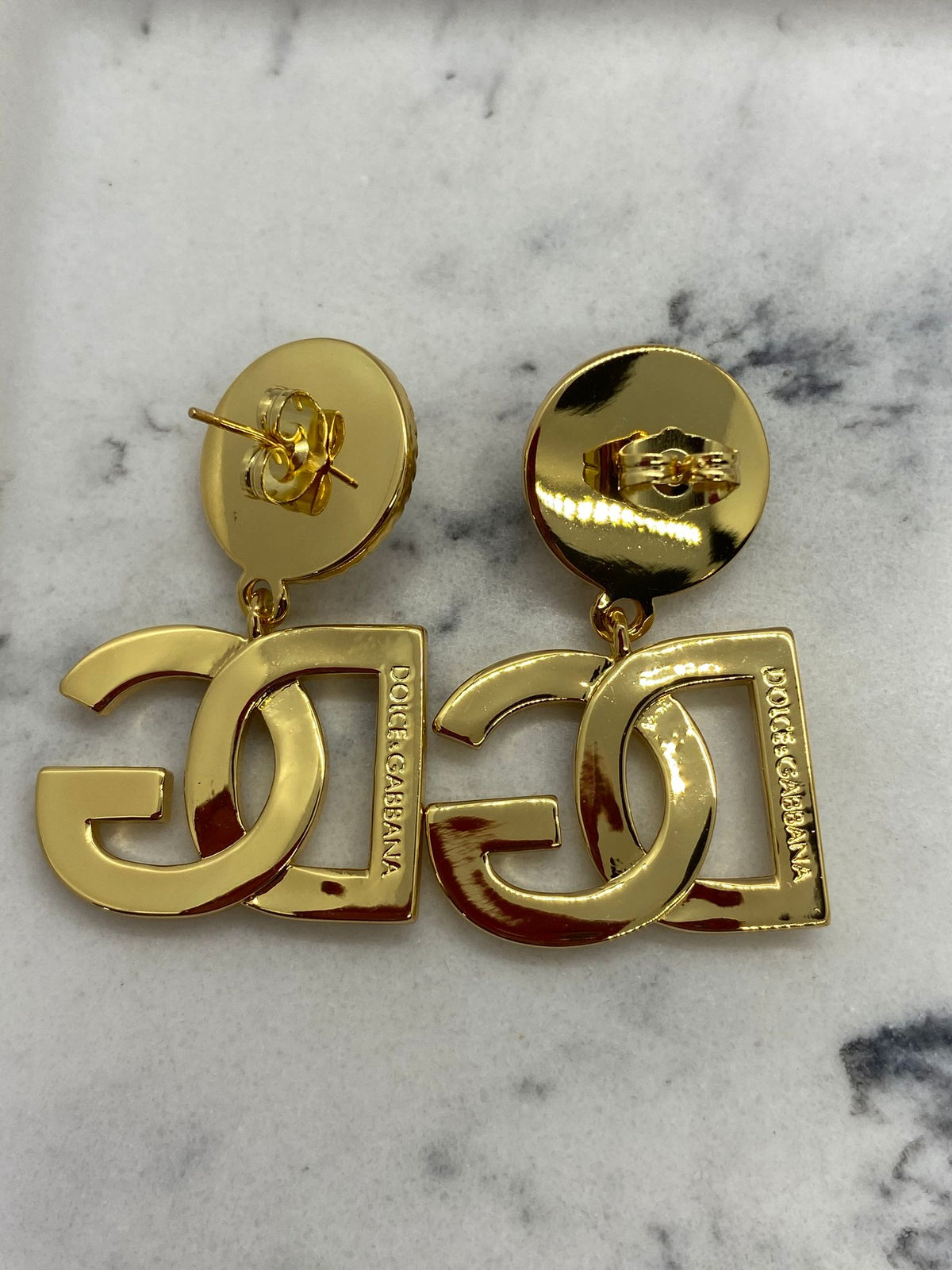 DOLCE & GABBANA Gold Tone Rhinestone Earrings - Pre owned