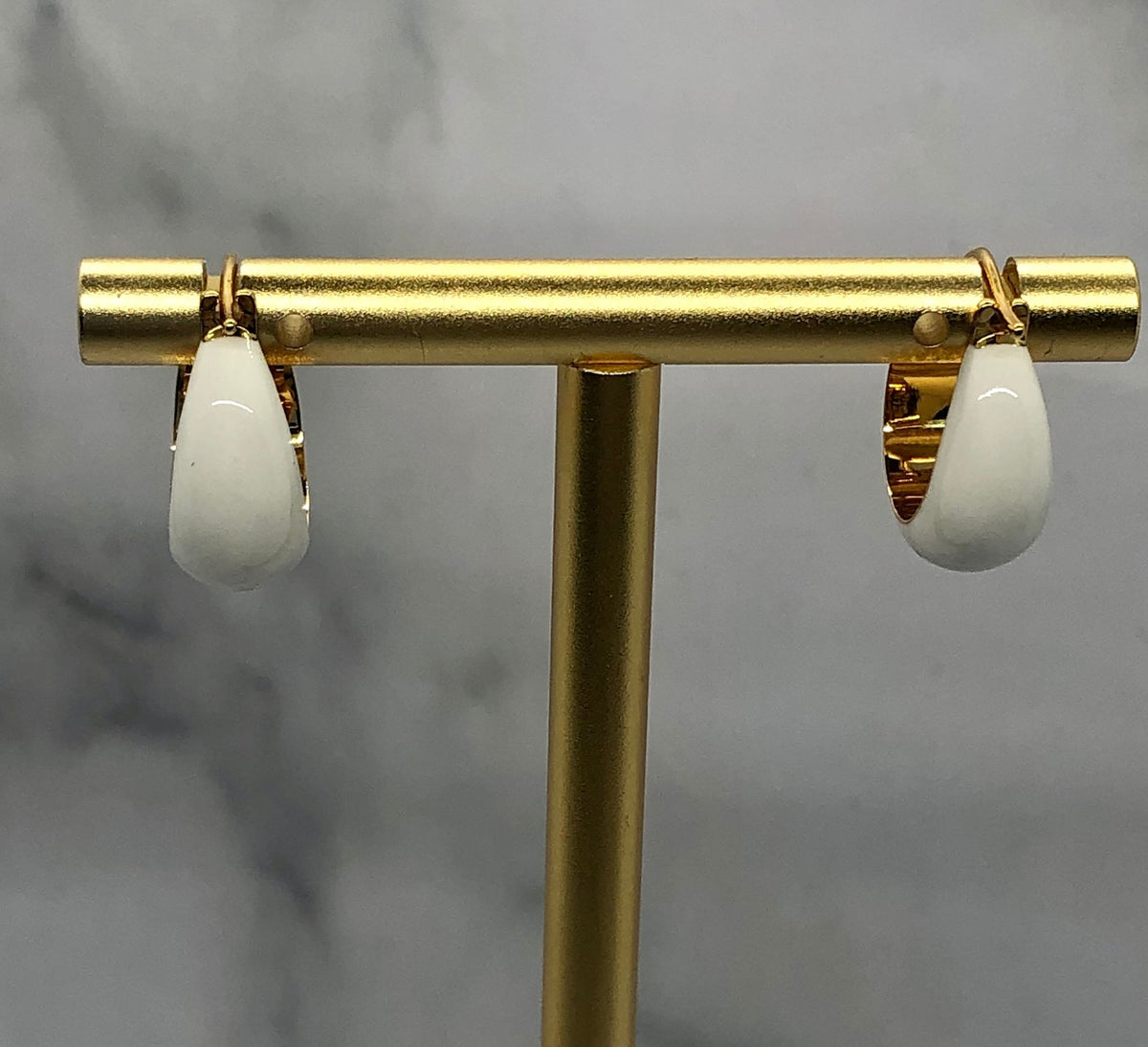 CELINE Monogram White Hoop Earrings - Pre owned