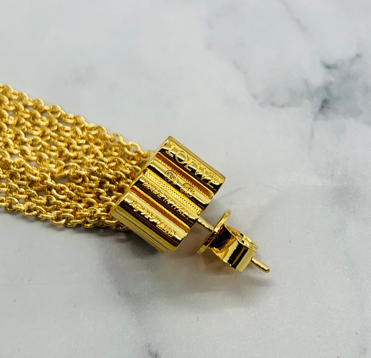 LOEWE Monogram Tassel Fringe Pendant Earrings - Pre owned