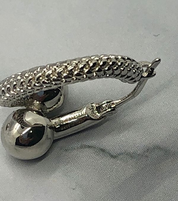 BOTTEGA VENETA Silver Tone Hoop Earrings - Pre owned