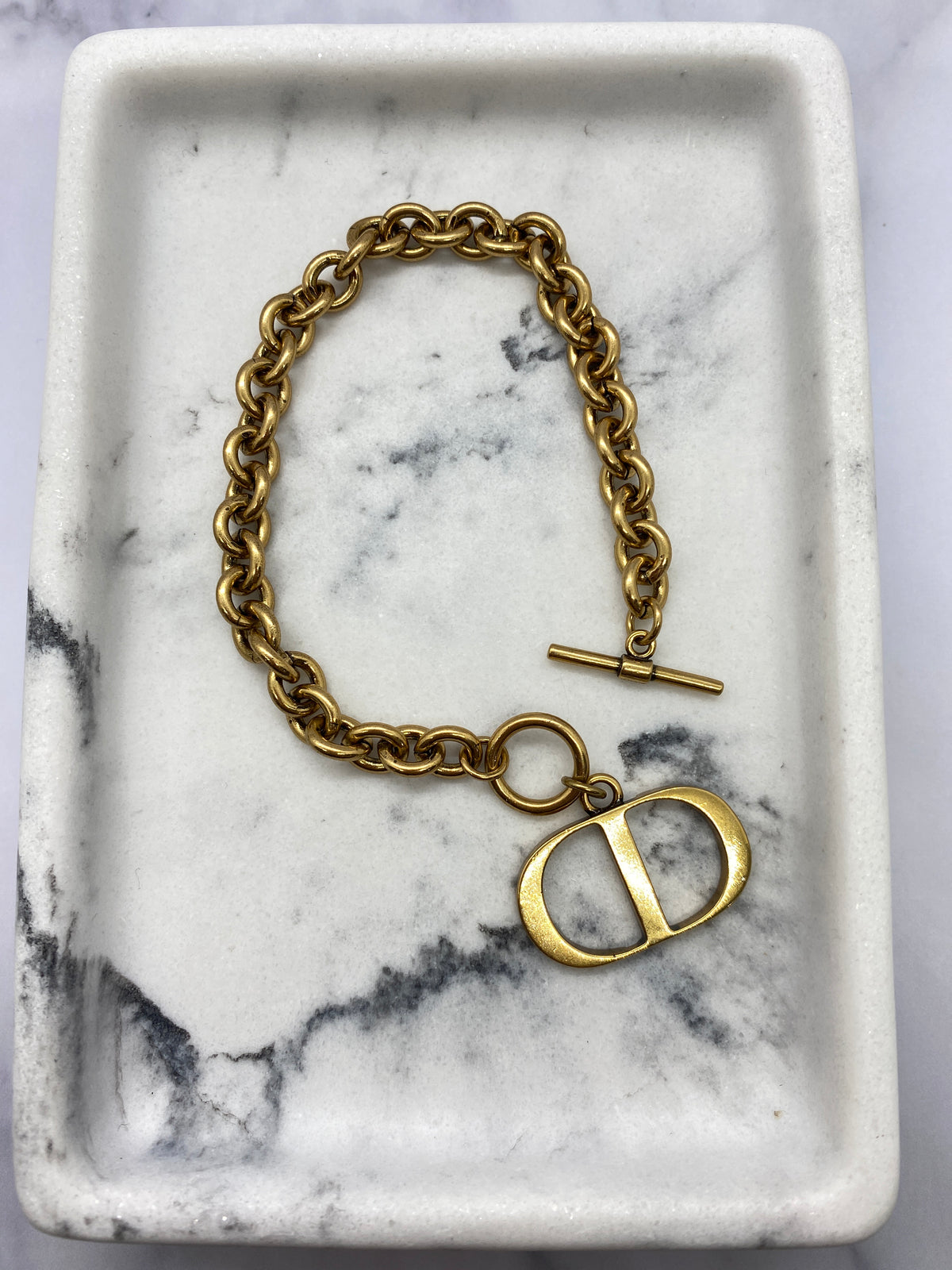 CHRISTIAN DIOR CD Brass Hook Bracelet - USED