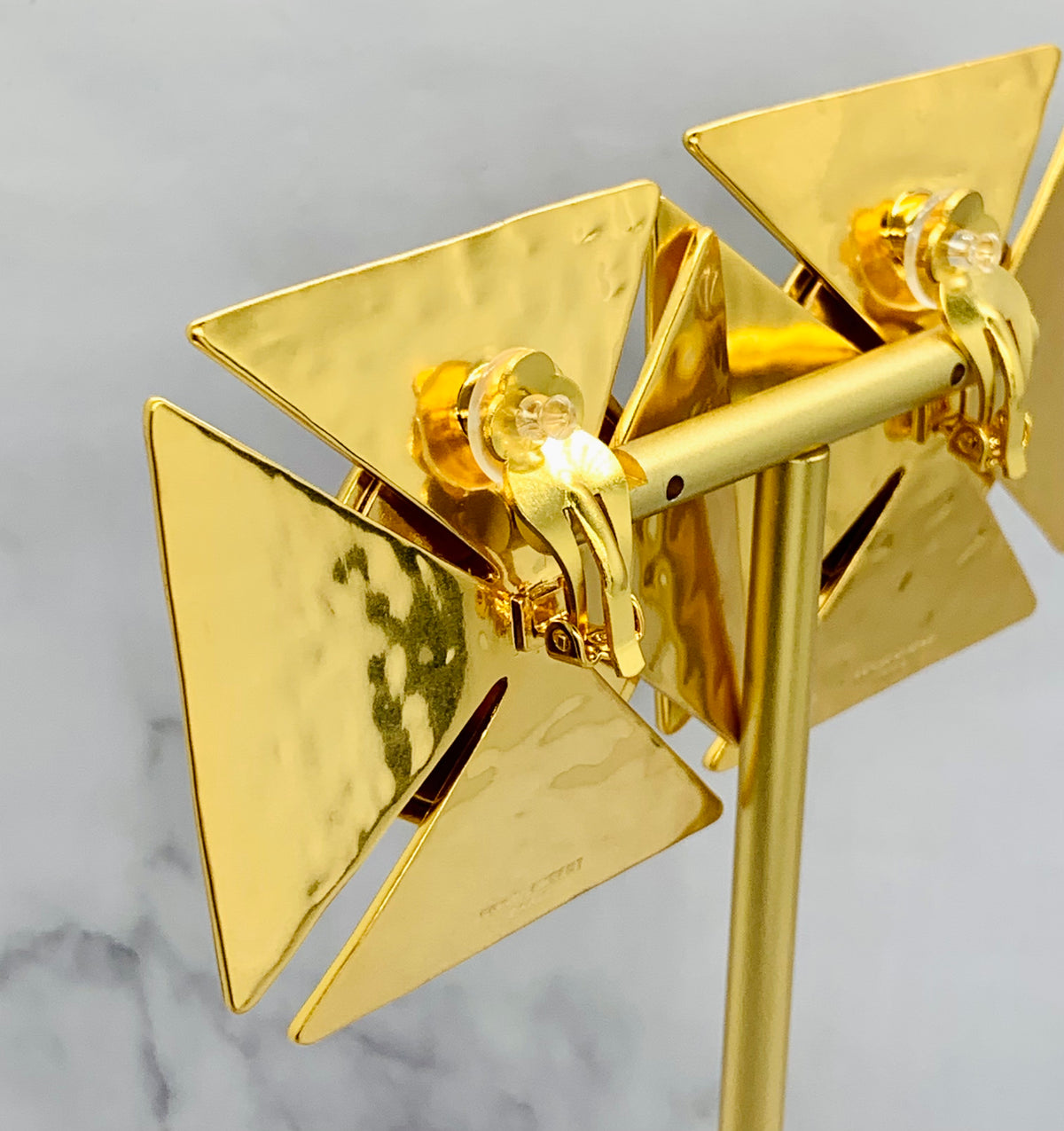 YSL YVES SAINT LAURENT Cross Pearl Clip On Earrings - Preowned