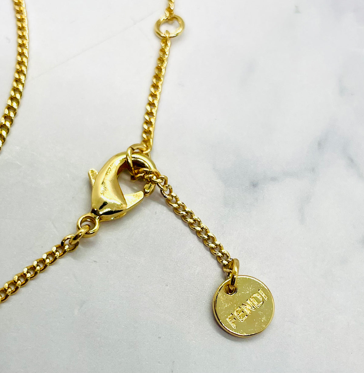 FENDI F Rhinestone Chain Necklace - Pre owned
