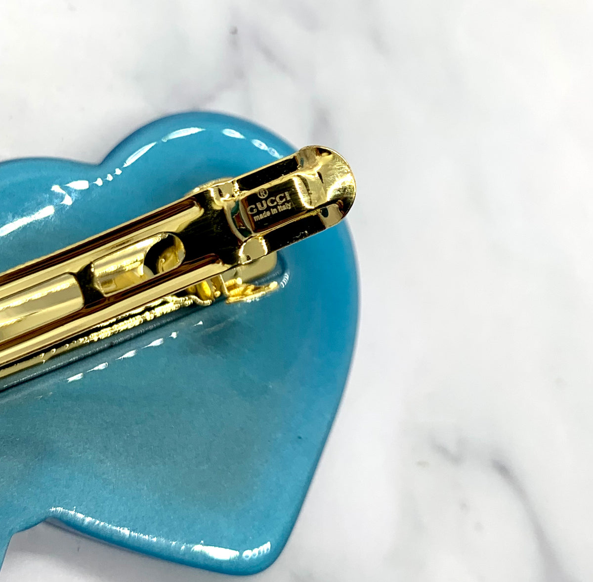 GUCCI Hearts Rhinestone Hair Clip Barrette - Pre owned