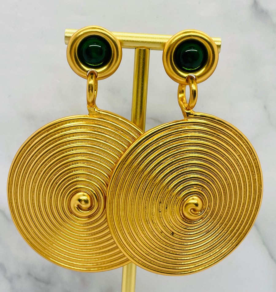 SCHIAPARELLI Spiral Disc Statement Earrings - Pre owned