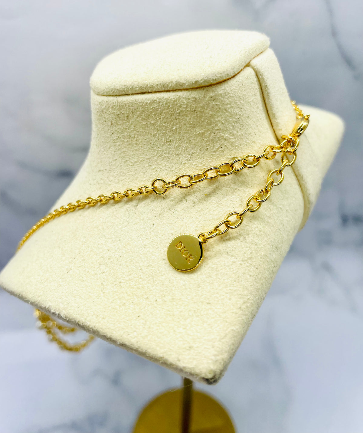 CHRISTIAN DIOR CD Pearl Trim Necklace - Pre owned