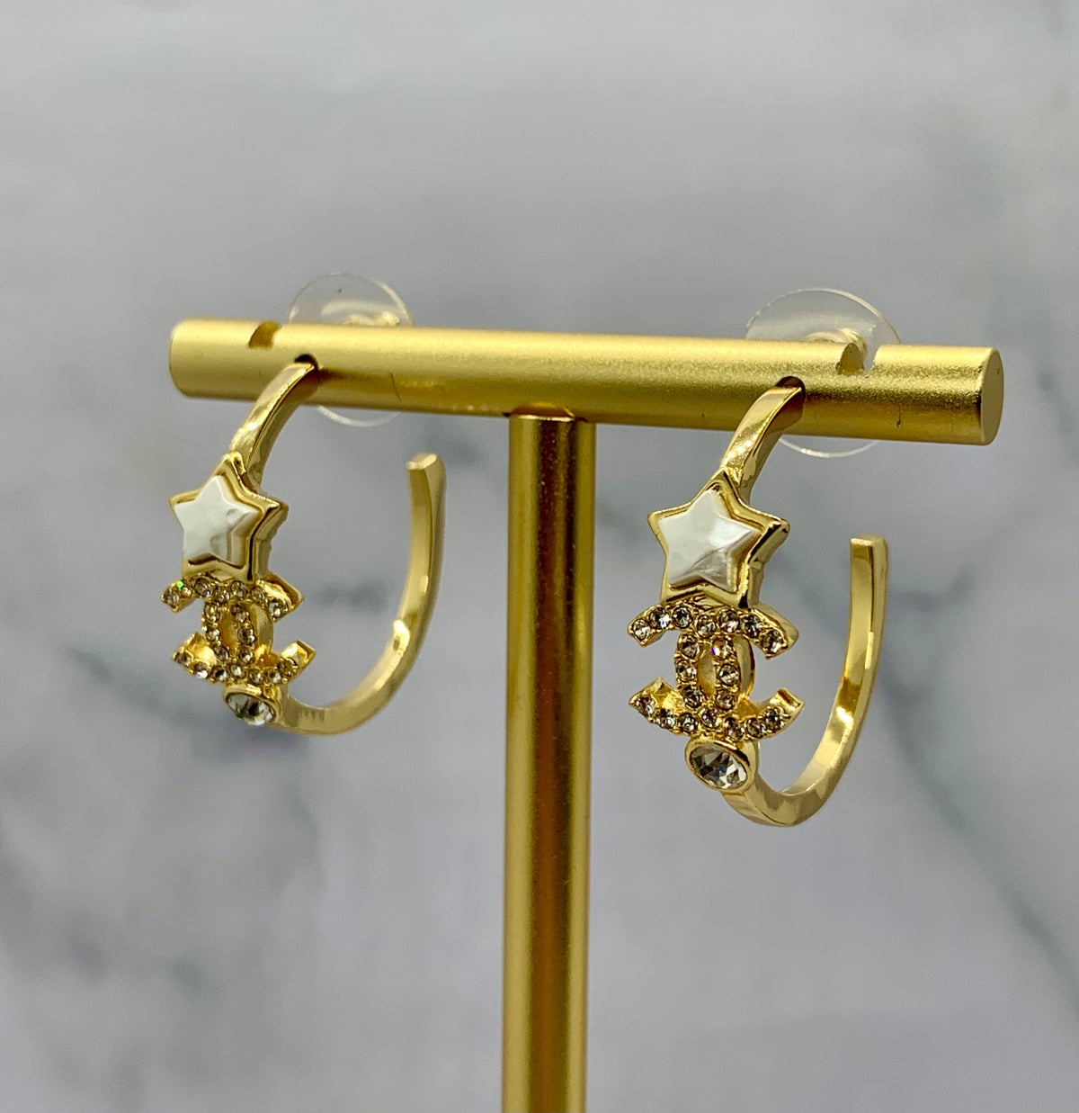 CHANEL CC Star Hoop Earrings - Pre owned
