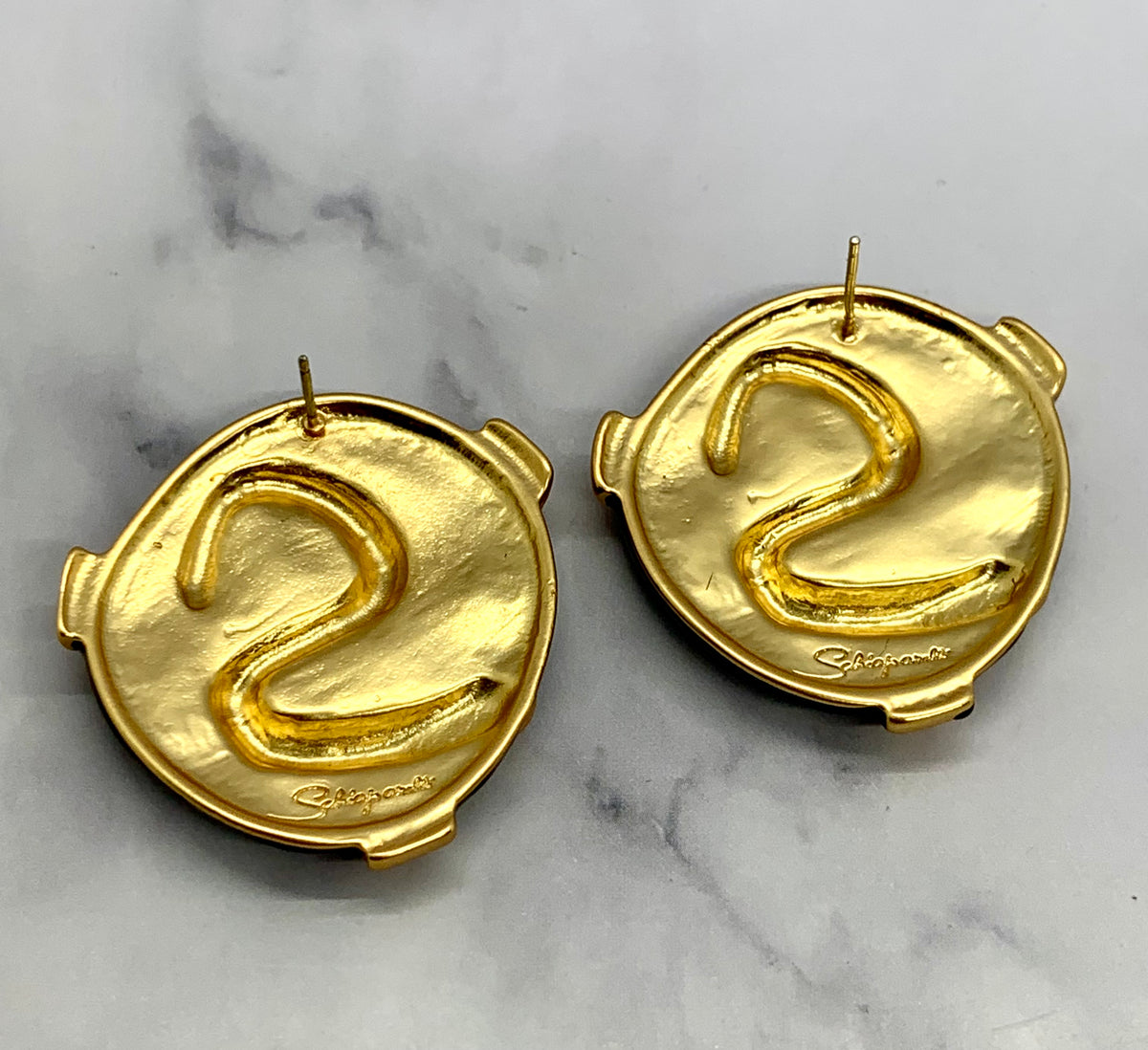 SCHIAPARELLI Enamel Signature Statement Earrings - Pre owned