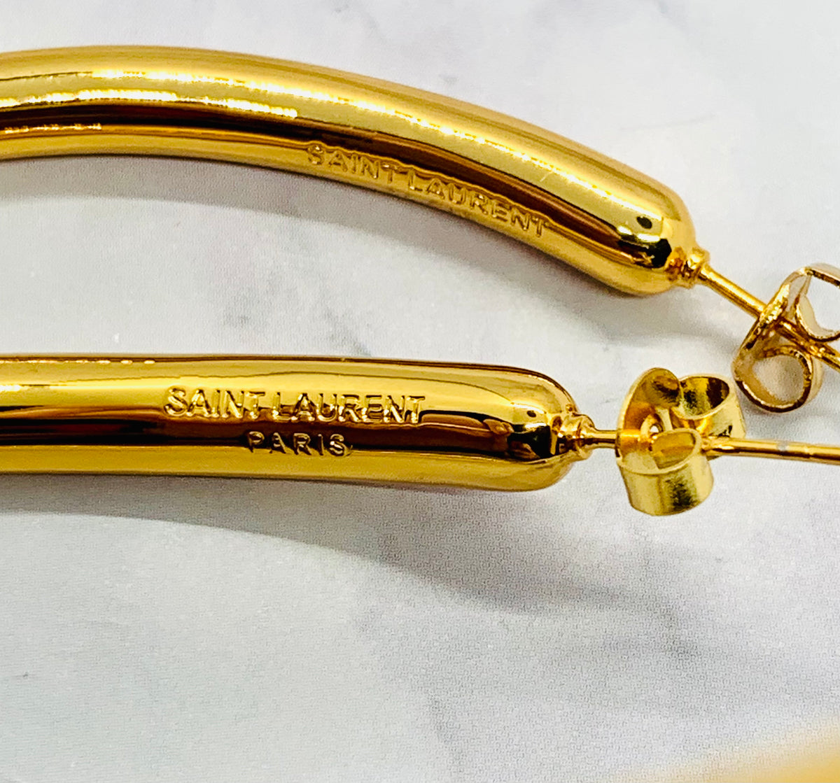 YSL YVES SAINT LAURENT Gold Tone Hoop Earrings - Pre owned