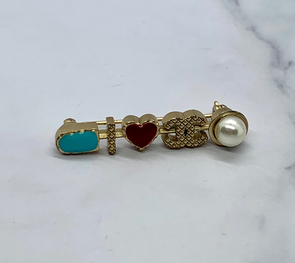 CHANEL I Heart CC Brooch Pin - USED