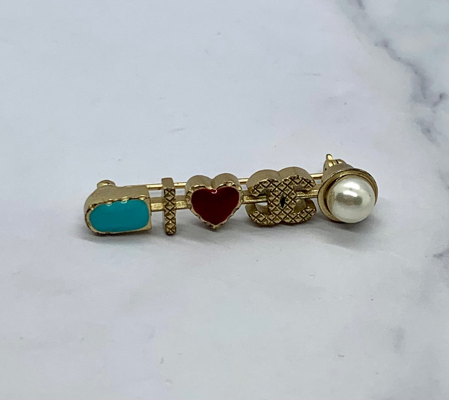 CHANEL I Heart CC Brooch Pin - USED