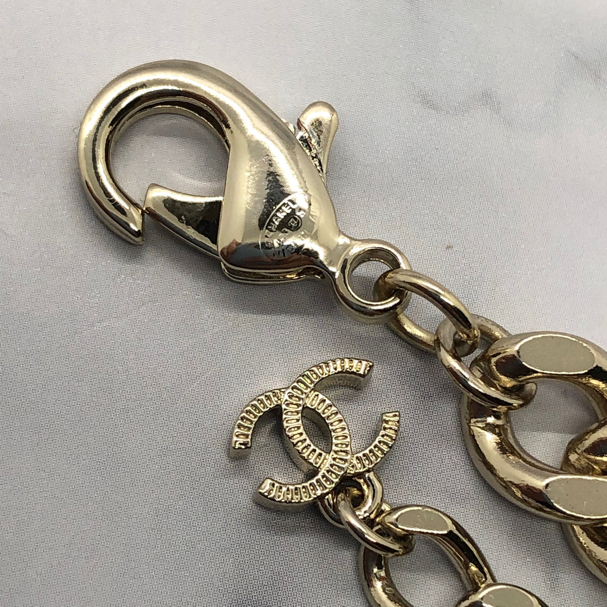 CHANEL CC Leather Rhinestone Choker Necklace - USED