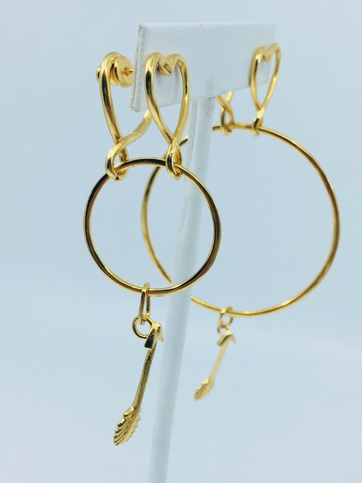 GIVENCHY 2018 gold tone heart and arrows pendant earrings - pre owned