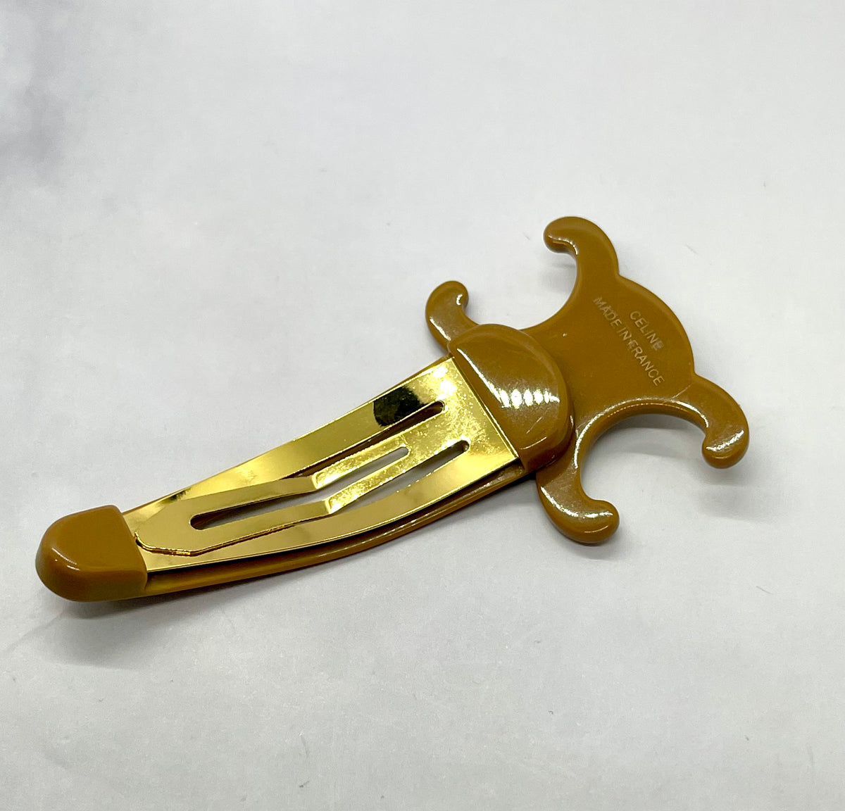 CELINE Tan Hair Clip Barrette - Pre owned