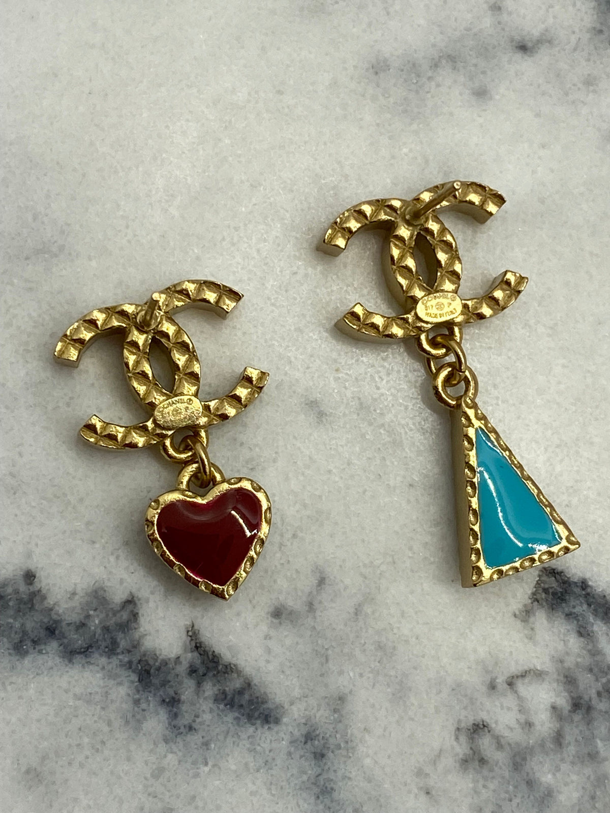 CHANEL CC Asymmetric Earrings - USED