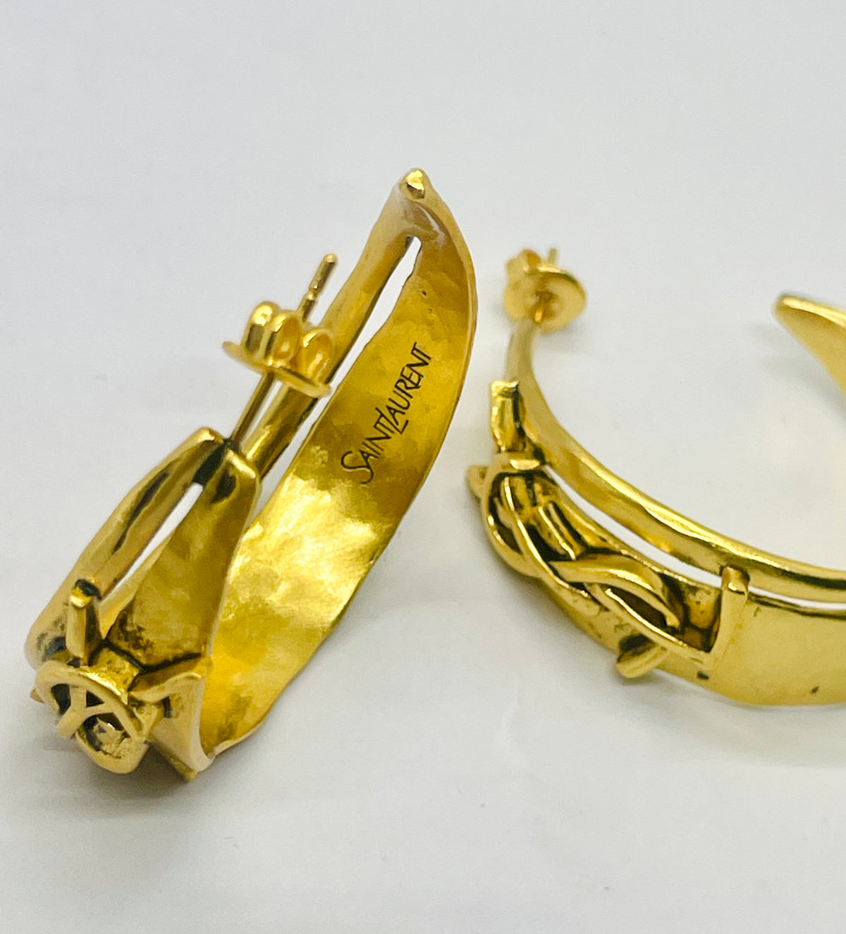 YSL YVES SAINT LAURENT Gold Tone Hoop Earrings - Pre owned