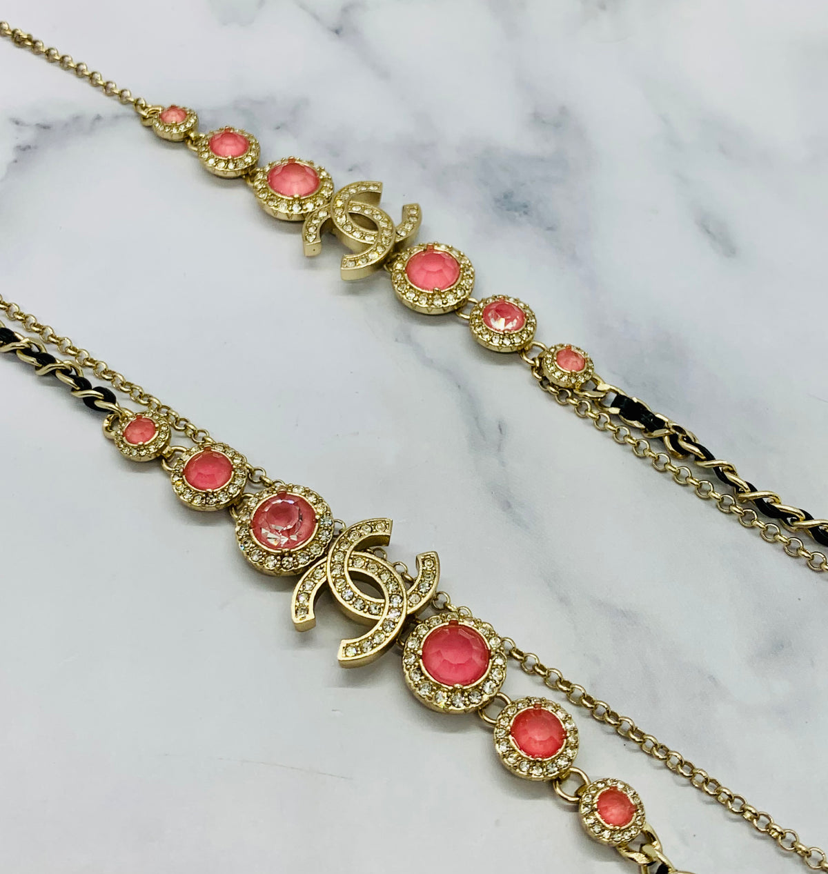 CHANEL CC Pink Stone Strand Necklace - Pre owned