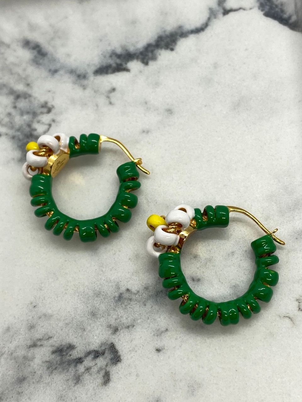 BOTTEGA VENETA Green Hoop Summer Earrings - Pre owned