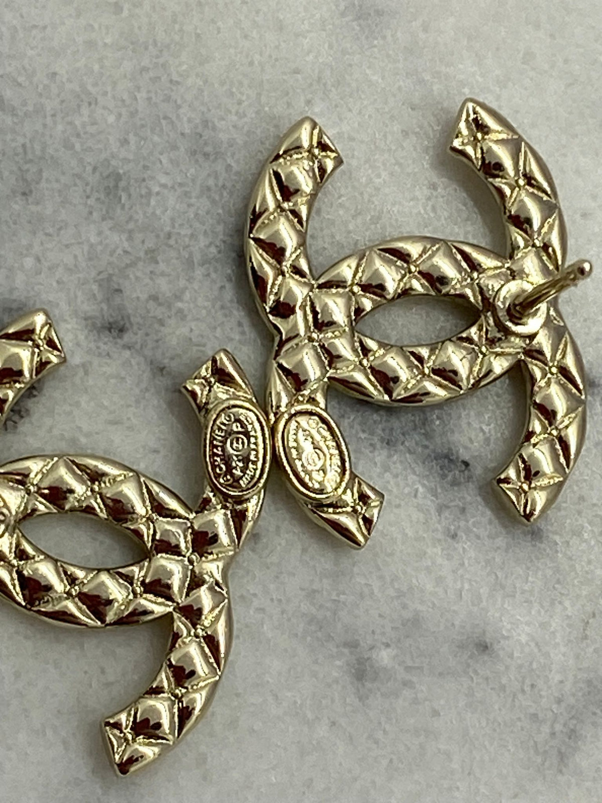 CHANEL CC Gold Tone Small Rhinestone Earrings - Pre owned