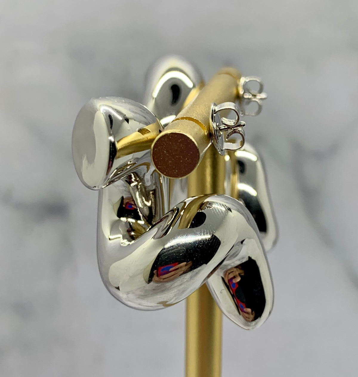 BOTTEGA VENETA Silver Tone Noodle Earrings - Pre owned