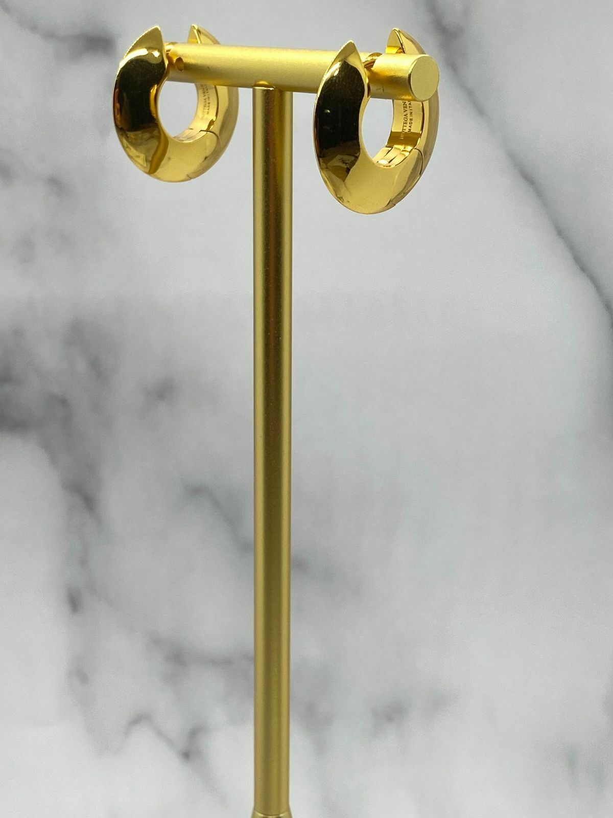 BOTTEGA VENETA Gold Tone Disc Hoop Earrings - Pre owned