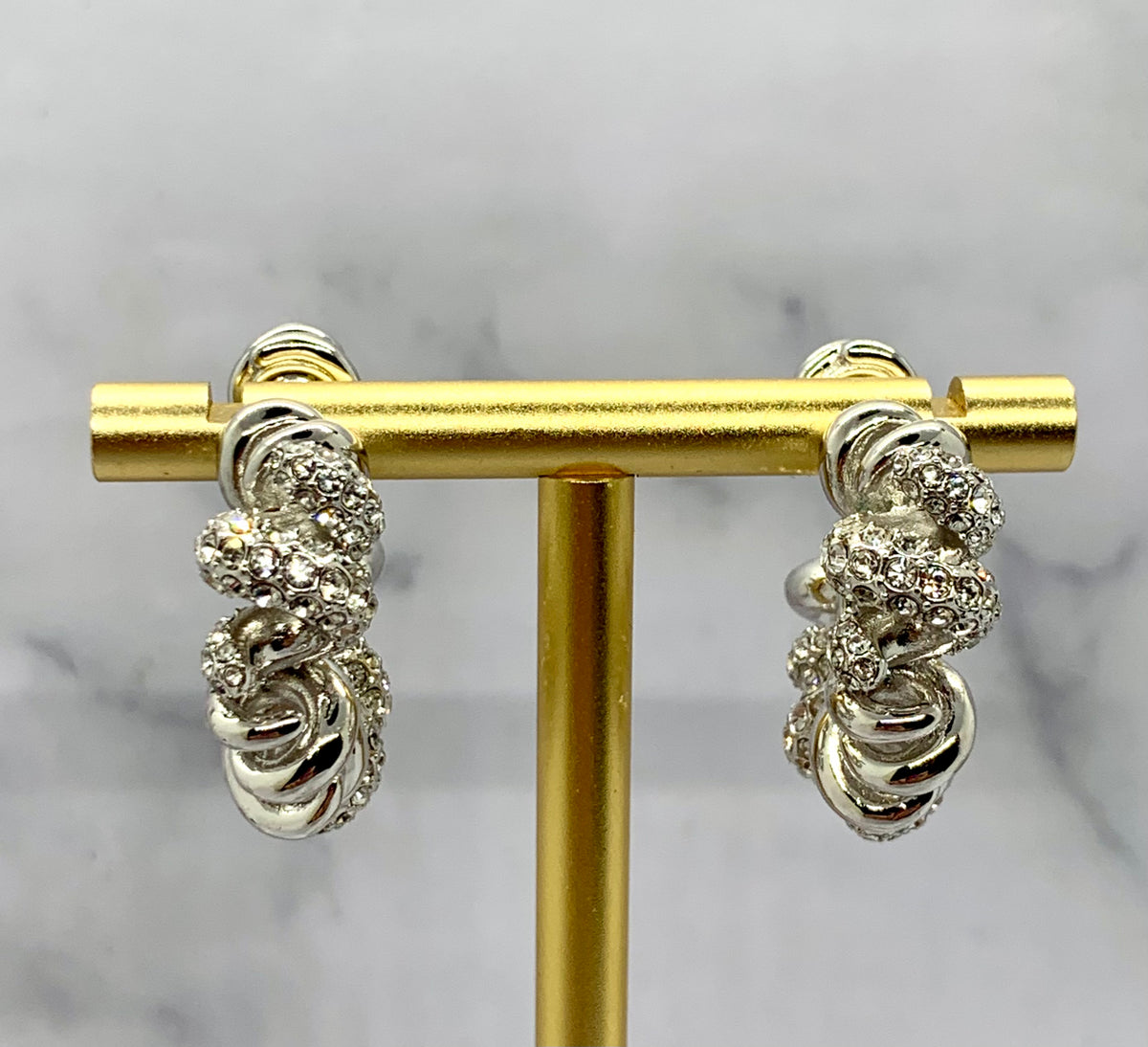 BOTTEGA VENETA Silver Tone Hoop Earrings - Pre owned